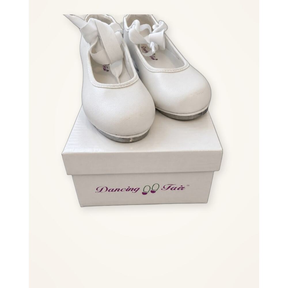 Dancing Fun White Tap Shoes Ribbon Tie Girls Size 12M NIB - Picture 2 of 4
